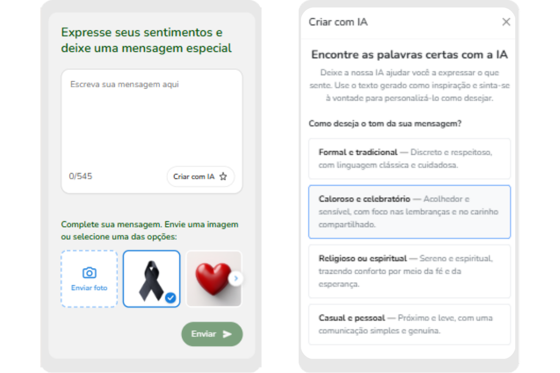 Sistema de criação de mensagens e homenagens com auxílio de IA
